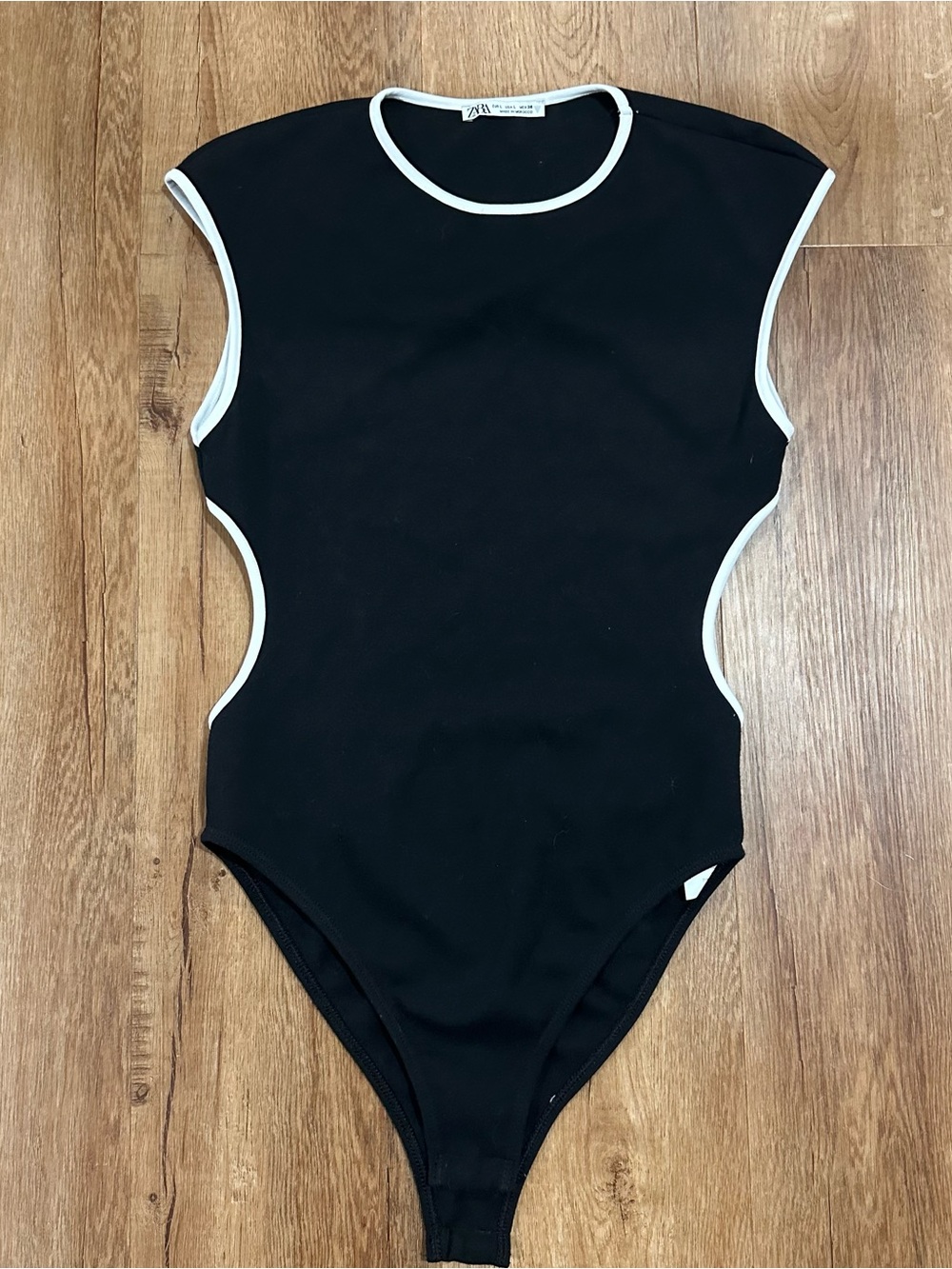 Zara Black with White Trim Bodysuit Size Large